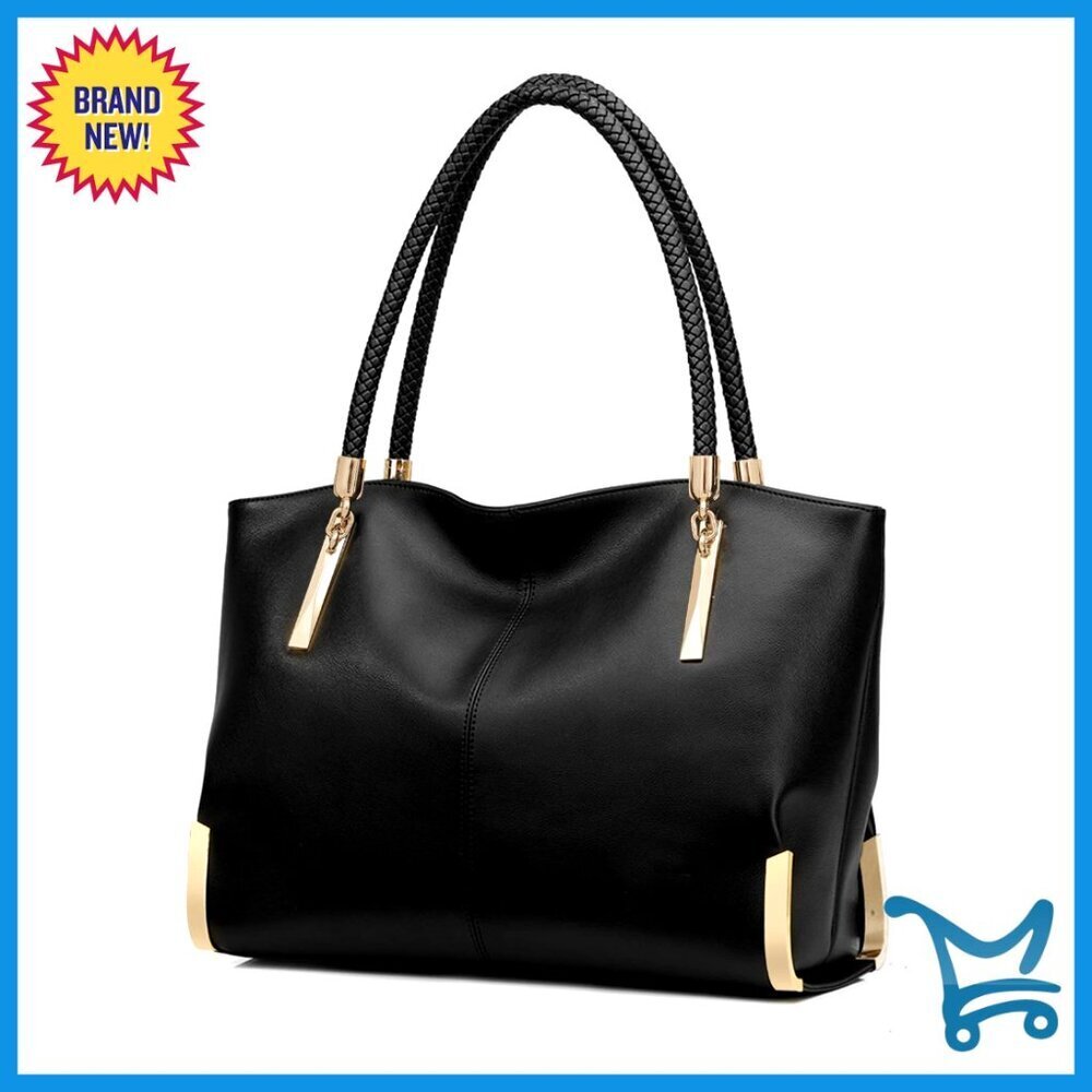 Large Leather Tote Bag with Multiple Pockets, Minimalist Design for Work